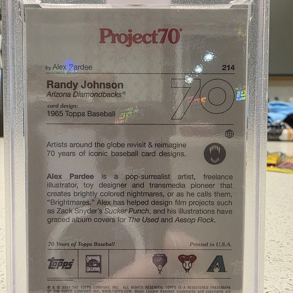 Prohect 70 Randy Johnson D-Backs Baseball Card - Picture 5 of 5